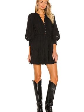 Cleobella Black Button-Front Mini Dress with Tie Waist NWOT